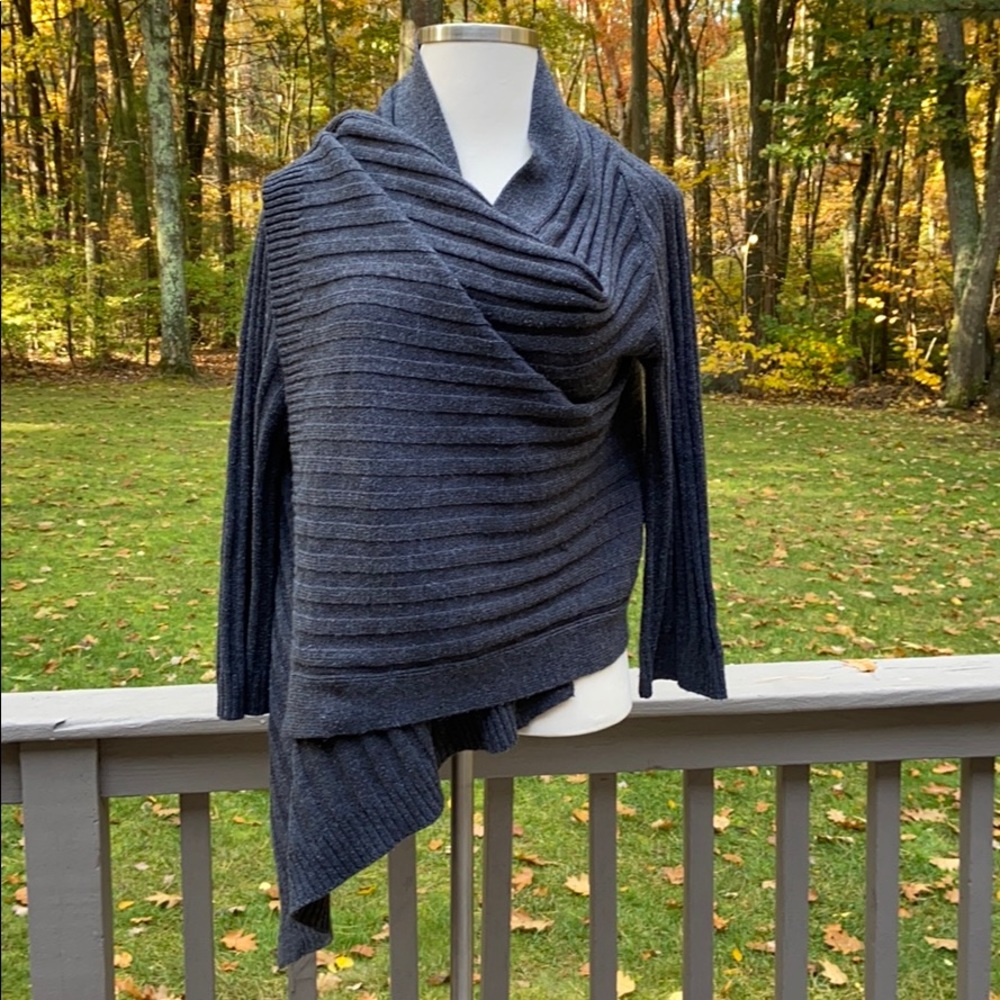 Link Charcoal Grey Hi-Low Cardigan Wrap Sweater L